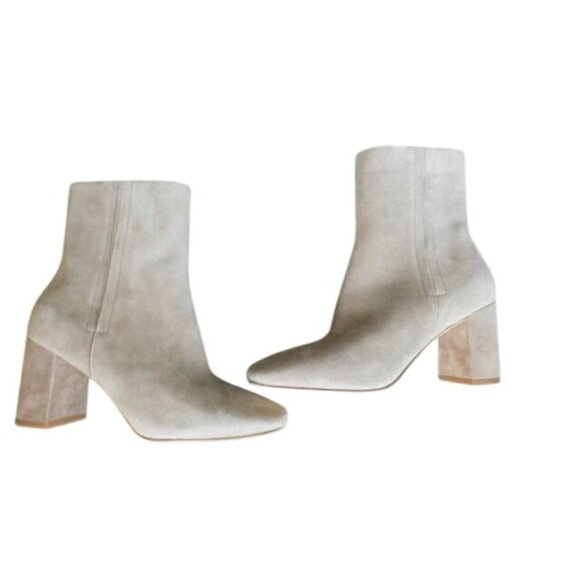 Cole Haan Size 8.5B Taupe Suede Designer Heeled Ankle Boots Booties NEW - Picture 1 of 4